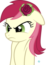 Size: 1509x2123 | Tagged: safe, artist:arifproject, roseluck, earth pony, pony, g4, angry, arif's angry pone, ears back, female, flower, frown, rose, show accurate, simple background, solo, transparent background, vector