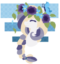 Size: 881x936 | Tagged: safe, artist:ayoarts, oc, oc only, butterfly, blue, braid, bust, digital art, floral head wreath, flower, lineless, portrait, purple, solo