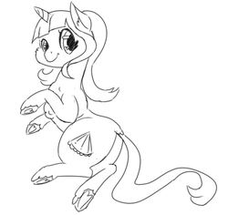 Size: 934x881 | Tagged: safe, artist:thiccarus, oc, oc only, oc:mint lace, pony, unicorn, female, monochrome, sketch, solo