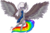 Size: 1024x683 | Tagged: safe, artist:ayoarts, oc, oc only, oc:nyan, pegasus, pony, blue eyes, digital art, gray, ponified, rainbow, solo, white mane