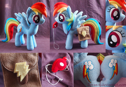 Size: 2021x1404 | Tagged: safe, artist:zorza-6, rainbow dash, g4, irl, photo, plushie, saddle bag, solo, whistle