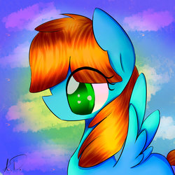 Size: 1024x1024 | Tagged: safe, artist:dashiepl, oc, oc only, oc:pumpkin cloud, pegasus, pony, bust, digital art, female, gift art, mare, solo