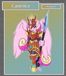 Size: 1688x1950 | Tagged: safe, artist:brownie-bytes, princess cadance, anthro, unguligrade anthro, g4, armor, dragoon, female, final fantasy, solo, spear, weapon