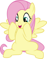 Size: 4853x6000 | Tagged: safe, artist:slb94, fluttershy, pegasus, pony, g4, absurd resolution, adorkable, cute, daaaaaaaaaaaw, dork, excited, female, hnnng, hoof on face, open mouth, shyabetes, simple background, sitting, solo, transparent background, vector