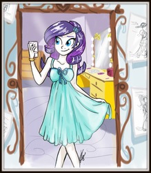 Size: 734x837 | Tagged: safe, artist:vago-xd, rarity, fanfic:a school crush, equestria girls, g4, clothes, dress, fanfic, fanfic art, female, selfie, solo