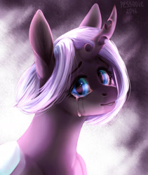 Size: 1600x1900 | Tagged: safe, artist:pessadie, oc, oc only, pony, unicorn, changeling horn, crying, horn, solo