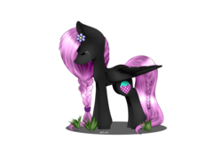 Size: 4500x3000 | Tagged: safe, artist:itsizzybel, oc, oc only, oc:cream cloud, pegasus, pony, crying, female, flower, flower in hair, pasture, pegasus oc, simple background, solo, transparent background, wings