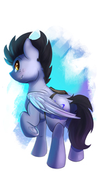 Size: 631x1086 | Tagged: safe, artist:tangomangoes, oc, oc only, oc:wing, pegasus, pony, looking back, smiling, solo