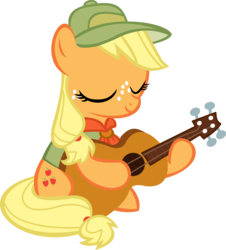 Size: 10580x11710 | Tagged: safe, artist:cyanlightning, applejack, g4, the mane attraction, .svg available, absurd resolution, female, guitar, hat, simple background, solo, transparent background, vector