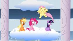 Size: 1920x1080 | Tagged: safe, screencap, applejack, fluttershy, pinkie pie, twilight sparkle, pony, g4, sonic rainboom (episode), open mouth