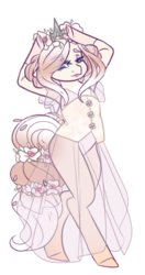 Size: 288x544 | Tagged: safe, artist:ethmoiids, oc, oc only, oc:vanilla rosette, pony, bipedal, clothes, dress, floral head wreath, solo