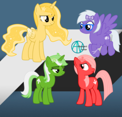 Size: 1656x1594 | Tagged: safe, artist:arifproject, oc, oc only, oc:comment, oc:downvote, oc:favourite, oc:upvote, alicorn, earth pony, pegasus, pony, unicorn, derpibooru, g4, alicorn oc, derpibooru ponified, meta, ponified, simple background, vector