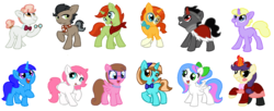 Size: 1502x611 | Tagged: safe, artist:thefanficfanpony, doctor caballeron, king sombra, sunburst, svengallop, oc, oc:crescendo hearts, oc:dragon heart, oc:frost fire, oc:madison quick, oc:sugar cloud, g4, base used, blush sticker, blushing, bow, bowtie, clothes, colt, colt doctor caballeron, colt sombra, colt sunburst, colt svengallop, foal, glasses, hair bow, jewelry, lidded eyes, looking back, looking up, male, necklace, open mouth, raised hoof, scarf, simple background, smiling, spread wings, white background, younger