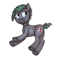 Size: 4000x3500 | Tagged: safe, artist:anonpony1, oc, oc only, oc:kahuna, earth pony, pony, base used, looking up, lying down, on side, simple background, solo, white background