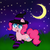 Size: 1024x1024 | Tagged: safe, artist:siropony, pinkie pie, earth pony, pony, g4, clothes, crescent moon, female, hat, moon, night, night sky, socks, solo, striped socks, transparent moon, witch, witch hat