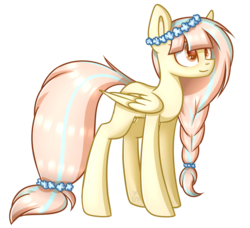 Size: 1024x933 | Tagged: safe, artist:despotshy, oc, oc only, oc:kiyomi, pegasus, pony, art trade, female, floral head wreath, mare, simple background, solo, transparent background