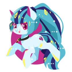 Size: 2131x2132 | Tagged: safe, artist:snow angel, sonata dusk, pony, g4, colored pupils, female, floating, high res, jewelry, necklace, ponified, simple background, solo, starry eyes, transparent background, wingding eyes