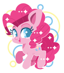 Size: 2289x2619 | Tagged: safe, artist:snow angel, pinkie pie, earth pony, pony, g4, abstract background, colored pupils, cute, diapinkes, female, high res, open mouth, raised hoof, smiling, solo, sparkly eyes, starry eyes, wingding eyes