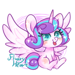 Size: 725x724 | Tagged: safe, artist:snow angel, princess flurry heart, g4, cute, female, flurrybetes, sitting, solo, spread wings, tongue out