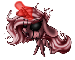 Size: 2500x2000 | Tagged: safe, artist:immagoddampony, pony, unicorn, black sclera, chibi, high res, magic, solo