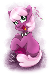Size: 865x1300 | Tagged: safe, artist:joakaha, cheerilee, g4, cheeribetes, cute, female, filly, leg warmers, open mouth, signature, solo, younger