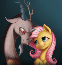 Size: 2155x2232 | Tagged: safe, artist:starblaze25, discord, fluttershy, g4, high res, male, ship:discoshy, shipping, straight