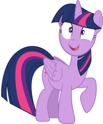 Size: 1667x2000 | Tagged: safe, artist:spellboundcanvas, twilight sparkle, alicorn, pony, g4, top bolt, cute, female, folded wings, mare, open mouth, raised hoof, simple background, solo, transparent background, twiabetes, twilight sparkle (alicorn), vector