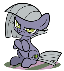 Size: 1280x1418 | Tagged: safe, artist:pencils, limestone pie, earth pony, pony, g4, angry, chibi, crossed hooves, cute, female, frown, glare, grumpy, limabetes, limetsun pie, looking at you, madorable, mare, simple background, sitting, solo, transparent background, tsundere