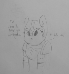 Size: 1064x1137 | Tagged: safe, artist:tjpones, fluttershy, pegasus, pony, g4, armor, female, if that's okay with you, mare, monochrome, sketch, solo