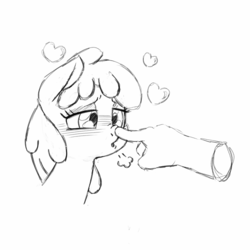 Size: 1280x1280 | Tagged: safe, artist:trickydick, berry punch, berryshine, human, g4, boop, disembodied hand, hand, heart, sketch