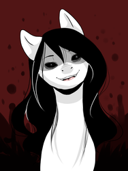 Size: 900x1200 | Tagged: safe, artist:maria-fly, pony, jeff the killer, meme, ponified, rule 63, solo