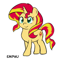 Size: 1000x1000 | Tagged: safe, artist:empyu, sunset shimmer, pony, unicorn, g4, 30 minute art challenge, cute, female, happy, mare, shimmerbetes, smiling, solo