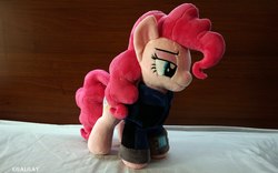 Size: 2048x1281 | Tagged: safe, artist:egalgay, pinkie pie, g4, clothes, fallout, handmade, irl, photo, pipboy, pipbuck, plushie, solo, sweater