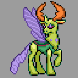 Size: 512x512 | Tagged: safe, artist:phonicb∞m, thorax, changedling, changeling, g4, to where and back again, king thorax, male, pixel art, pokémon, rom hack, solo