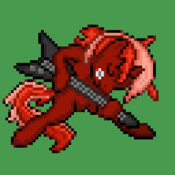 Size: 512x512 | Tagged: safe, artist:phonicb∞m, oc, oc only, oc:tarby, electric guitar, flying v, guitar, musical instrument, pixel art, pokémon, rom hack, solo, tarby