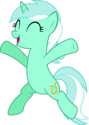 Size: 1087x1536 | Tagged: safe, artist:chipmagnum, lyra heartstrings, pony, unicorn, g4, bipedal, eyes closed, female, happy, open mouth, prancing, simple background, smiling, solo, transparent background, underhoof, vector