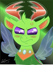 Size: 1922x2340 | Tagged: dead source, safe, artist:pinkamena-chan, thorax, changedling, changeling, g4, to where and back again, angry, blushing, king thorax, male, solo