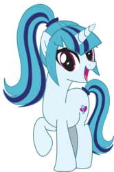 Size: 782x1176 | Tagged: safe, artist:robocheatsy, sonata dusk, pony, unicorn, g4, equestria girls ponified, female, horn, open mouth, ponified, raised hoof, simple background, smiling, solo, transparent background, unicorn sonata dusk