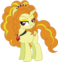 Size: 1024x1091 | Tagged: safe, artist:robocheatsy, adagio dazzle, pony, unicorn, g4, disguise, disguised siren, equestria girls ponified, female, gem, grin, horn, jewelry, necklace, ponified, simple background, siren gem, smiling, solo, transparent background, unicorn adagio dazzle