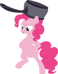 Size: 2804x3567 | Tagged: safe, artist:porygon2z, pinkie pie, earth pony, pony, daring don't, g4, belly, bipedal, female, high res, hooves on hips, mare, pot, proud, simple background, solo, standing, transparent background, vector