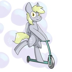 Size: 1024x1024 | Tagged: safe, artist:difis, derpy hooves, pony, g4, bipedal, cutie mark background, female, scooter, solo, underp