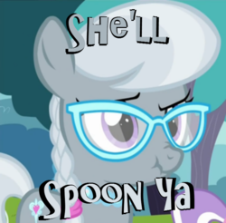 Size: 686x676 | Tagged: safe, edit, edited screencap, screencap, silver spoon, earth pony, pony, g4, caption, female, filly, image macro, meme, scrunchy face, solo, text