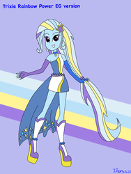 Size: 768x1024 | Tagged: safe, artist:ilaria122, trixie, equestria girls, g4, my little pony equestria girls: rainbow rocks, female, ponied up, rainbow power, rainbow power-ified, solo