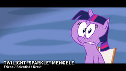 Size: 1920x1080 | Tagged: safe, artist:hotdiggedydemon, twilight sparkle, .mov, party.mov, g4, female, german, josef mengele, pony.mov, solo