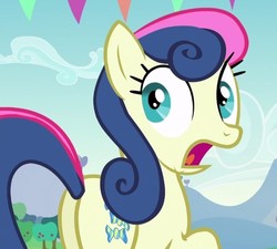 Size: 616x554 | Tagged: safe, screencap, bon bon, sweetie drops, earth pony, pony, g4, the mane attraction, bon butt, butt, cropped, female, mare, open mouth, plot, solo