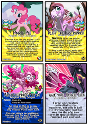 Size: 877x1242 | Tagged: safe, artist:terry, pinkie pie, archaeopteryx, dinosaur, dracony, dragon, earth pony, hybrid, oviraptor, pony, velociraptor, g4, archaeopinkie pieryx, card game, crossover, dinopony, dinosaurified, fusion, original character do not steal, ruby (the land before time), species swap, stock vector, the land before time, the land before time (tv series)