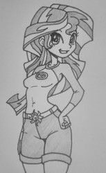 Size: 1823x2981 | Tagged: safe, artist:canime, sunset shimmer, equestria girls, g4, cute, female, grayscale, monochrome, shimmerbetes, solo