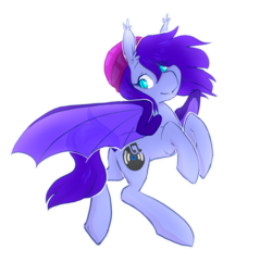 Size: 1280x1239 | Tagged: safe, artist:braindead, oc, oc only, oc:amplitude, bat pony, pony, bat pony oc, beanie, cute, flying, hat, looking back, simple background, slit pupils, smiling, solo, spread wings, transparent background, transparent wings