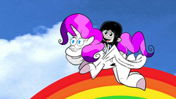 Size: 1280x720 | Tagged: safe, artist:scobionicle99, screencap, alicorn, pony, g4, cloud, cute, diabetes, lucy loud, parody, rainbow, the loud house, the science house