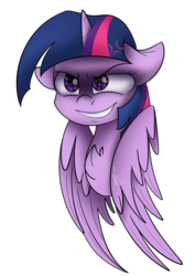 Size: 2480x3508 | Tagged: safe, artist:vanillashineart, twilight sparkle, alicorn, pony, g4, cross-popping veins, evil grin, female, grin, high res, simple background, smiling, solo, transparent background, twilight sparkle (alicorn)